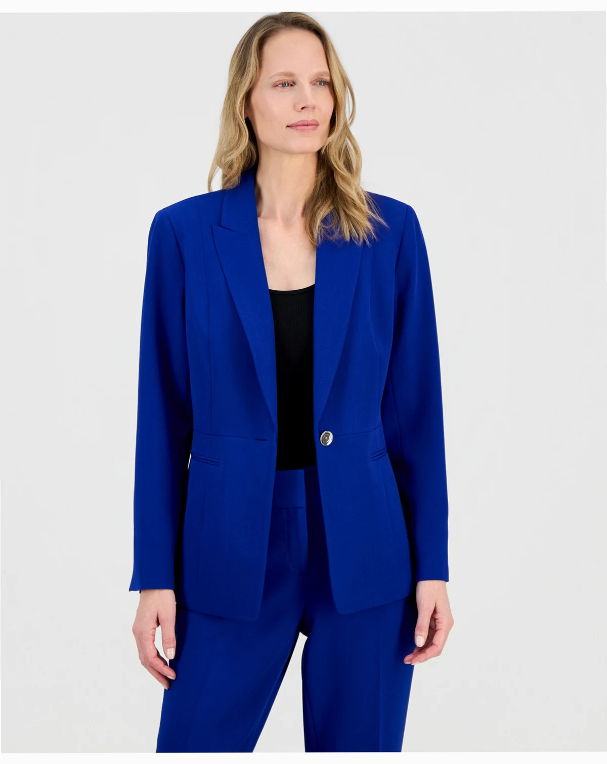Women's Stretch Crepe Peak-Lapel Blazer, Regular & Petite