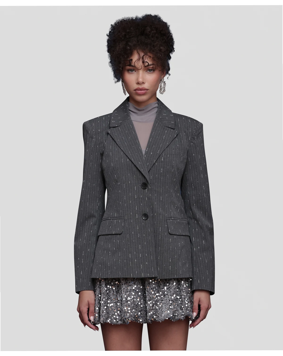 Pinstripe Long-Sleeve Blazer
