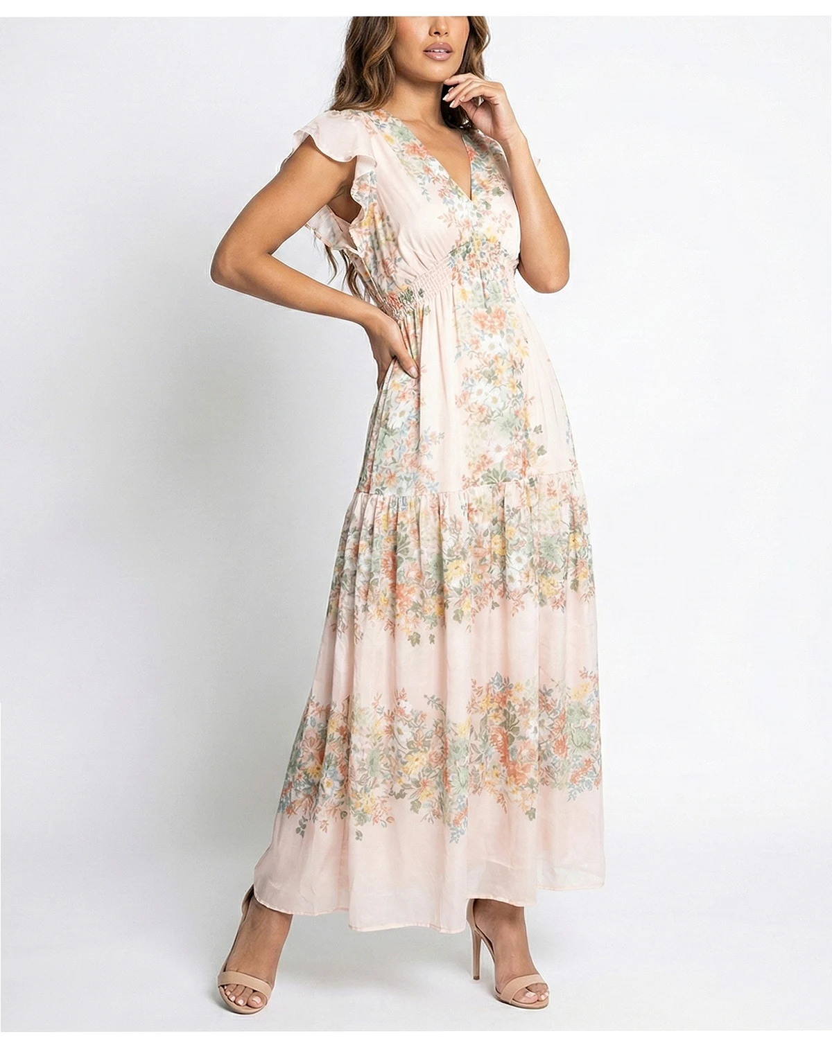 Petite V-Neck A-Line Long Dress
