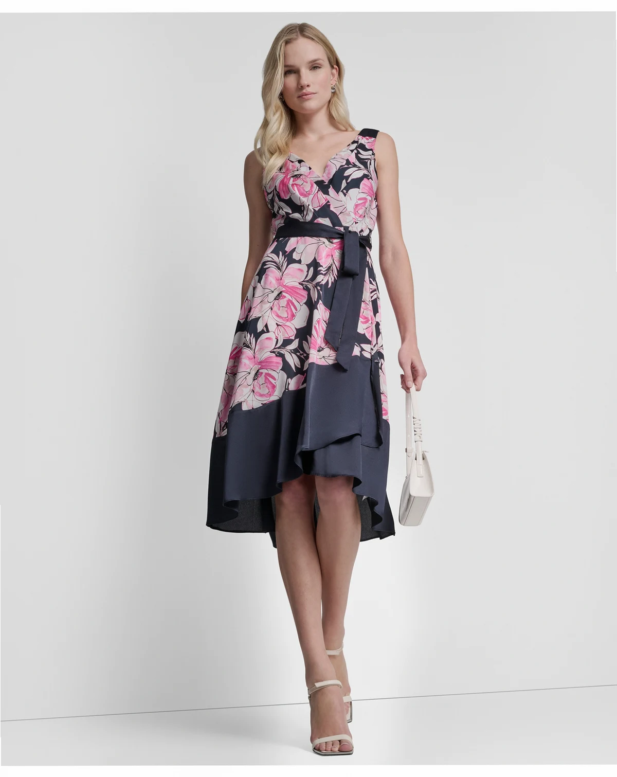 Women's Surplice Neck Asymmetrical Hem Dress