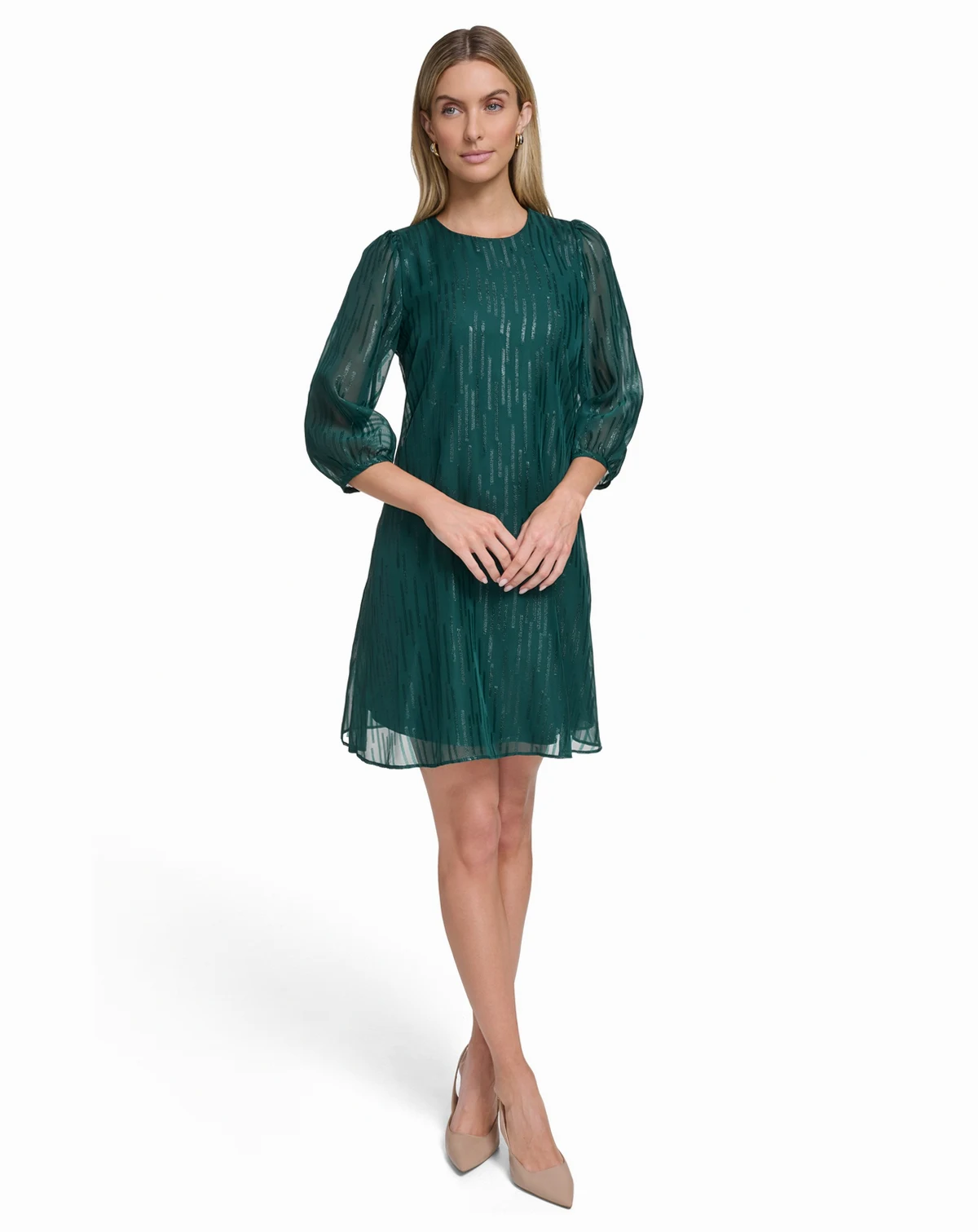 Petite 3/4-Length Shift Dress