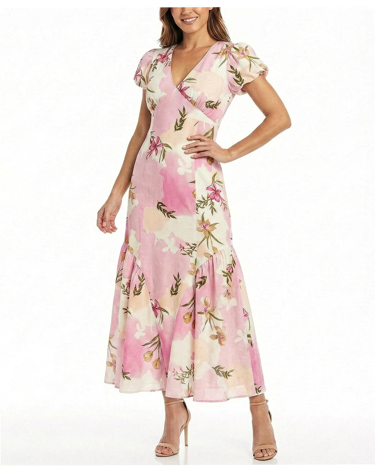 Petite V-Neck Short-Sleeve Dress
