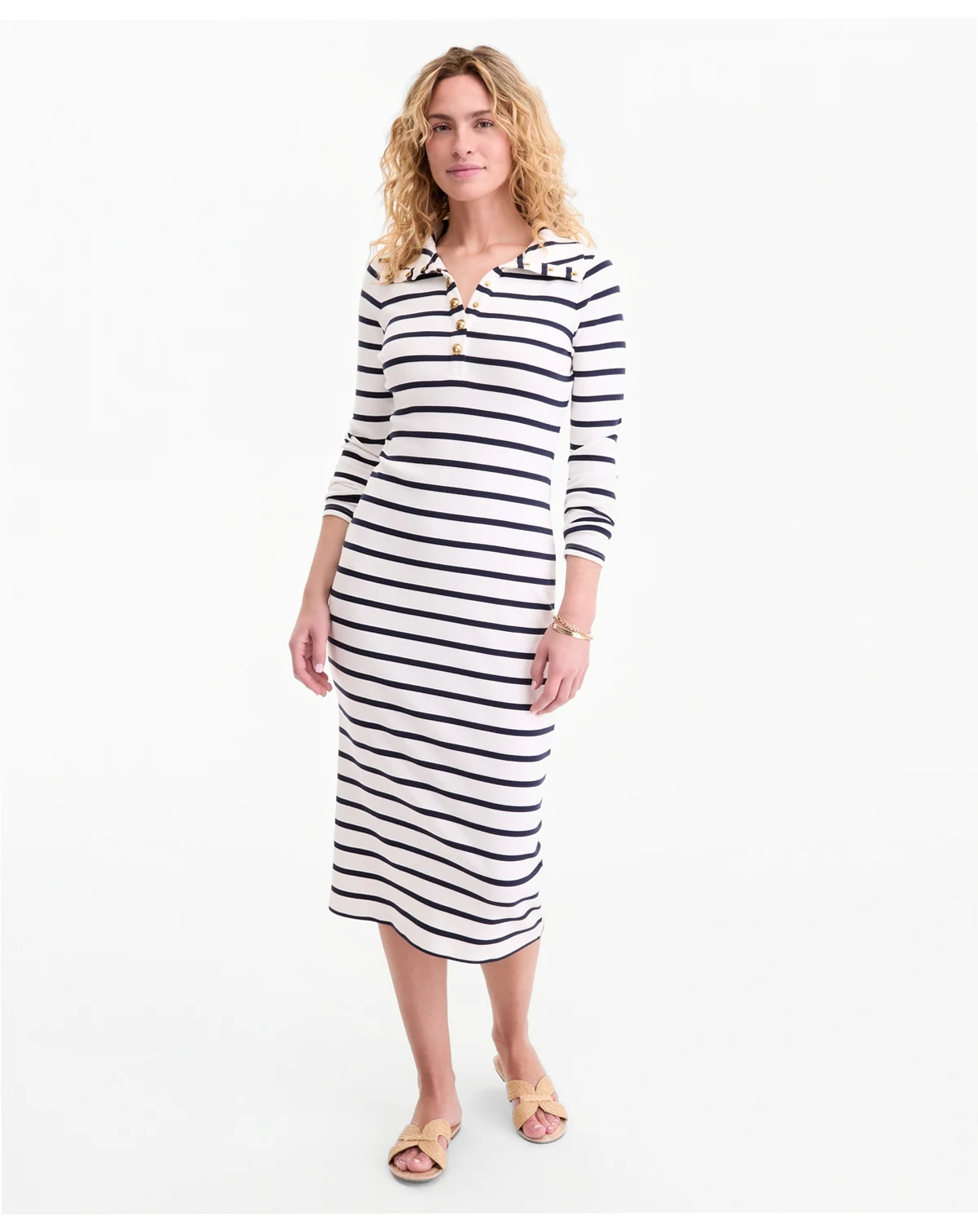 Women's Striped Sailor Knit Midi Dress, Macy's Exclusive