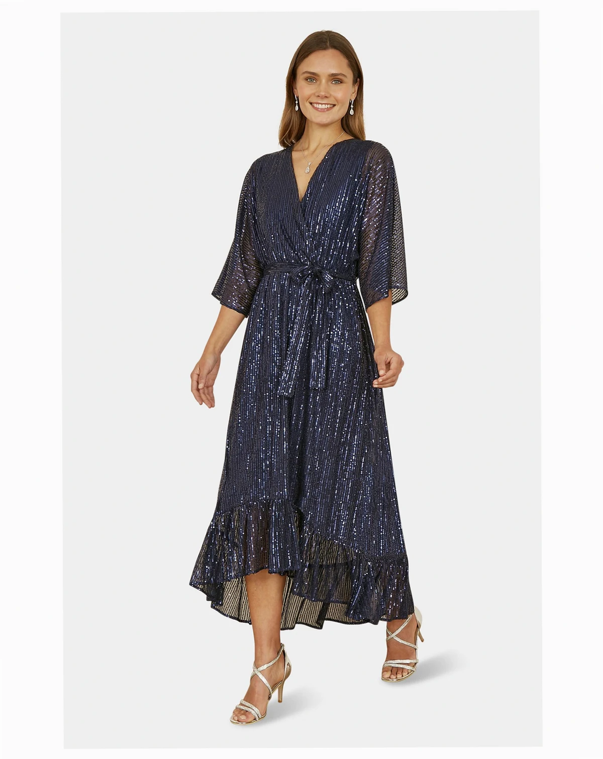 Women's Sequin Kimono Wrap Dress