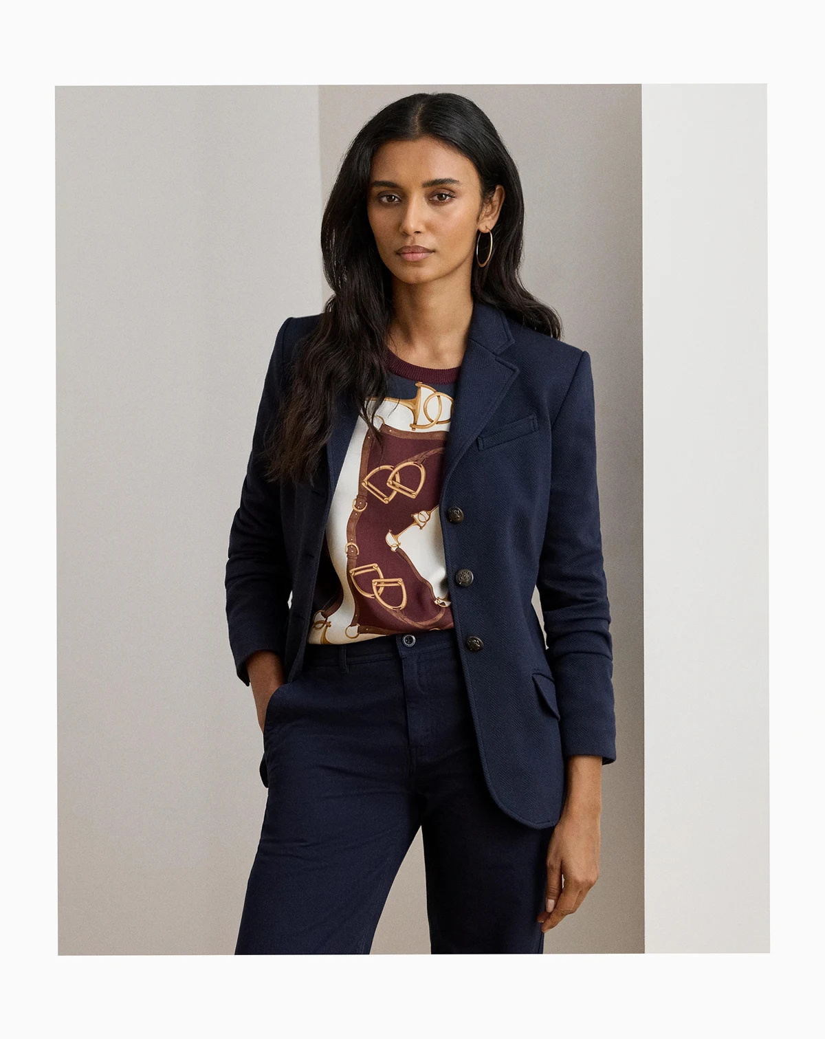 Women's Herringbone Notch Lapel Blazer