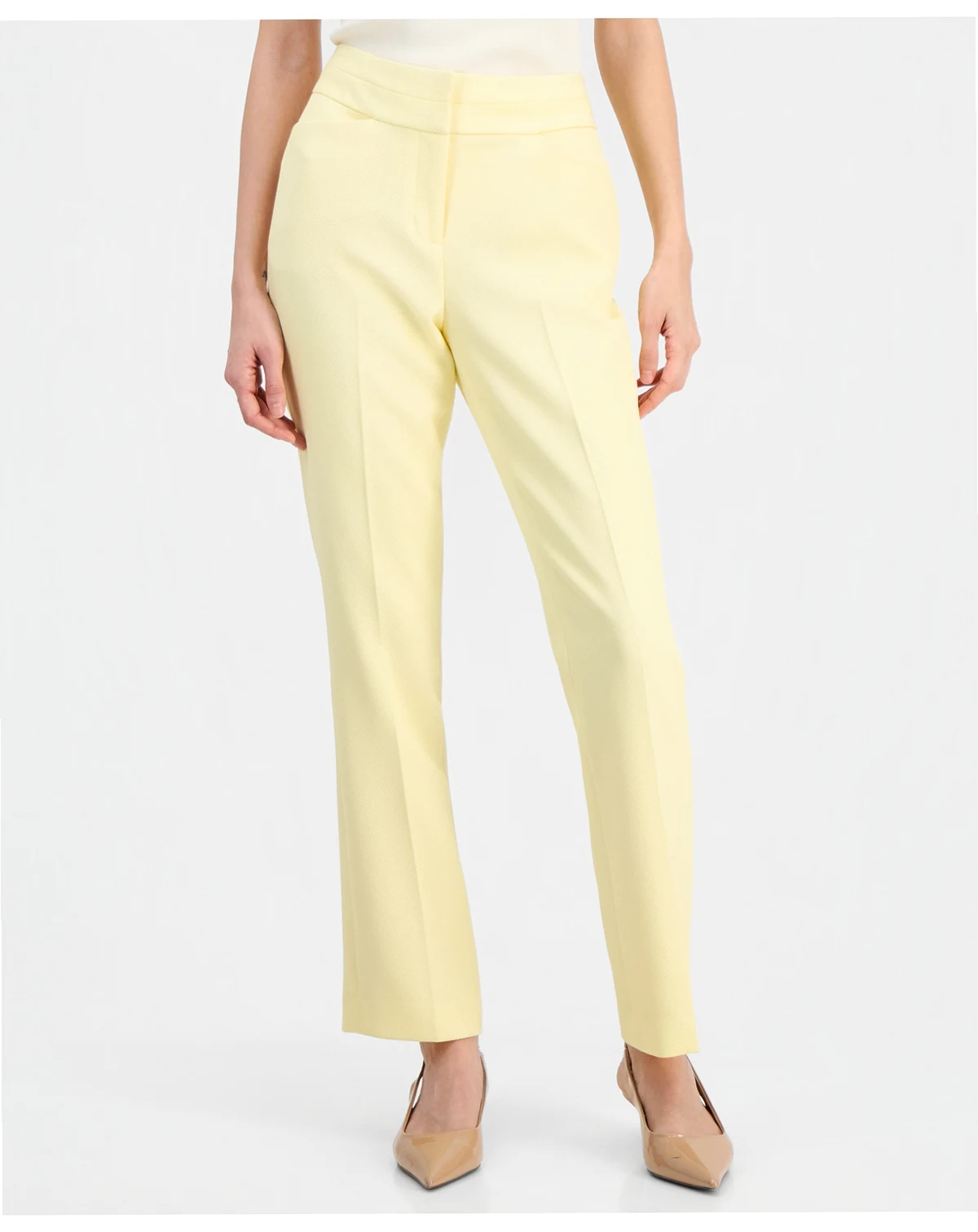 Women's Twill Flat-Front Straight-Leg Pants