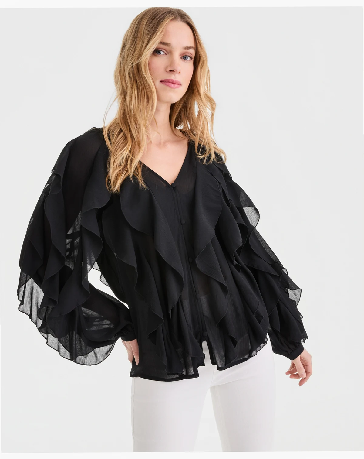 Women's Long-Sleeve Ruffled Blouse, Macy's Exclusive