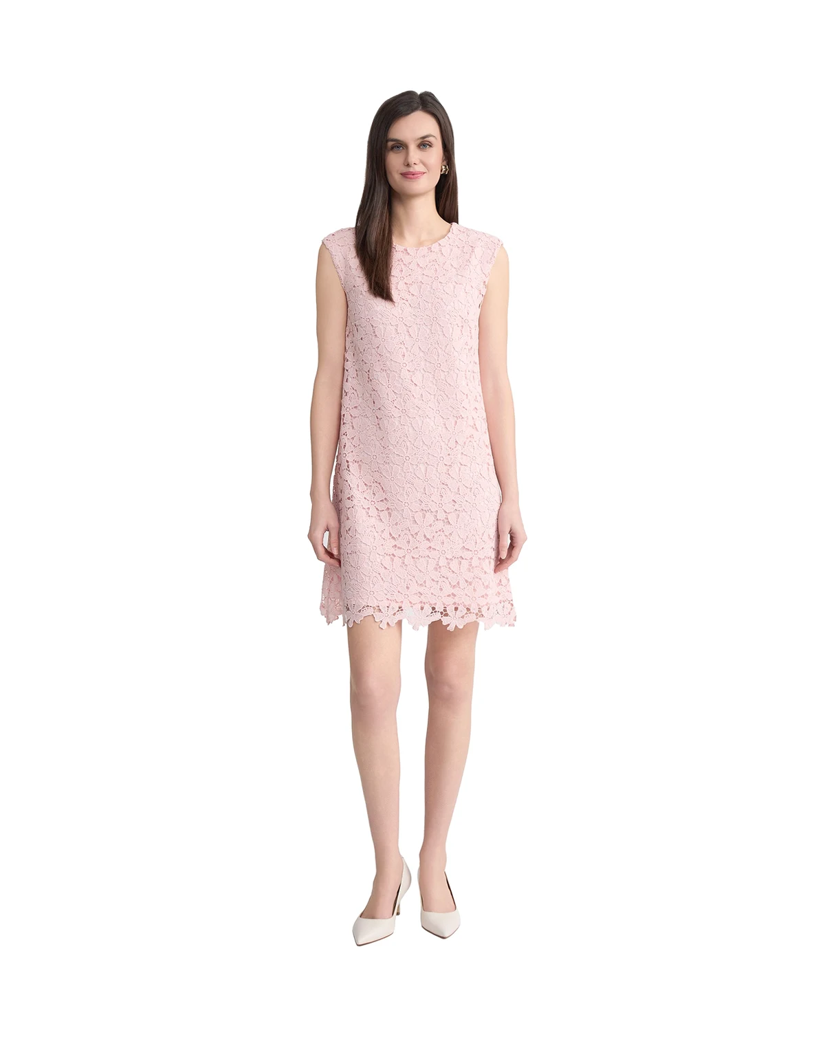 Women's Crewneck Floral Lace Mini Dress
