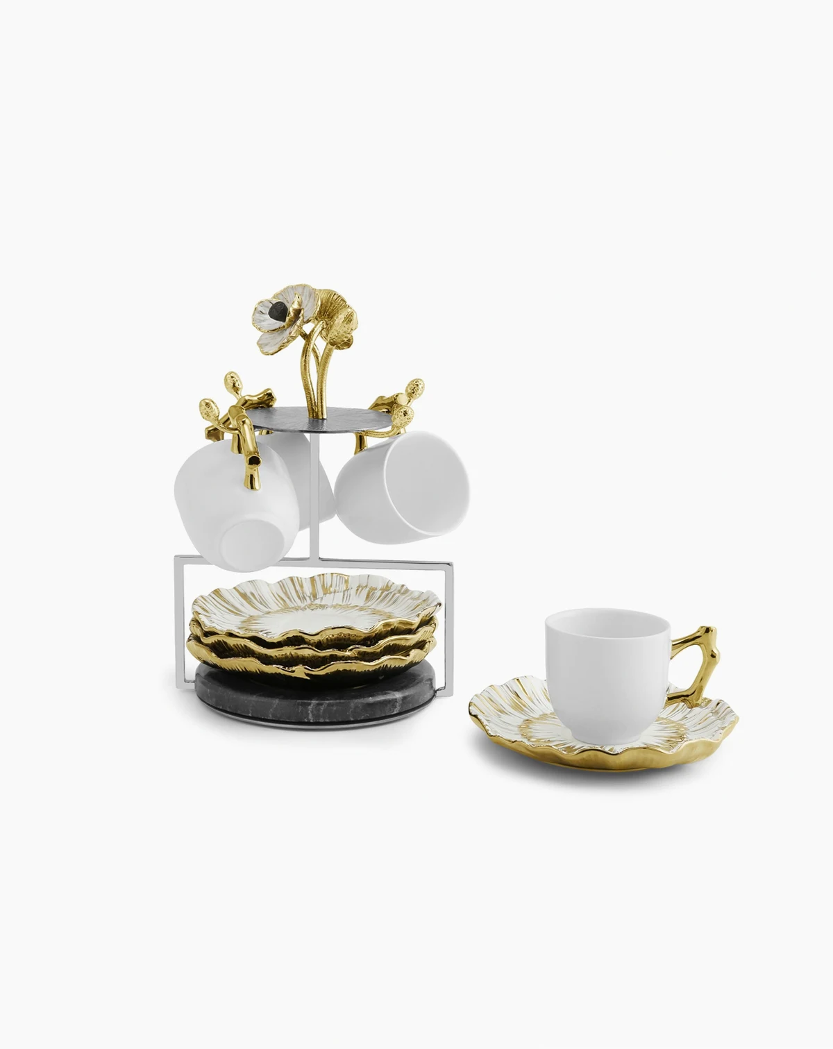 Anemone Demitasse 8 Piece Set with Stand