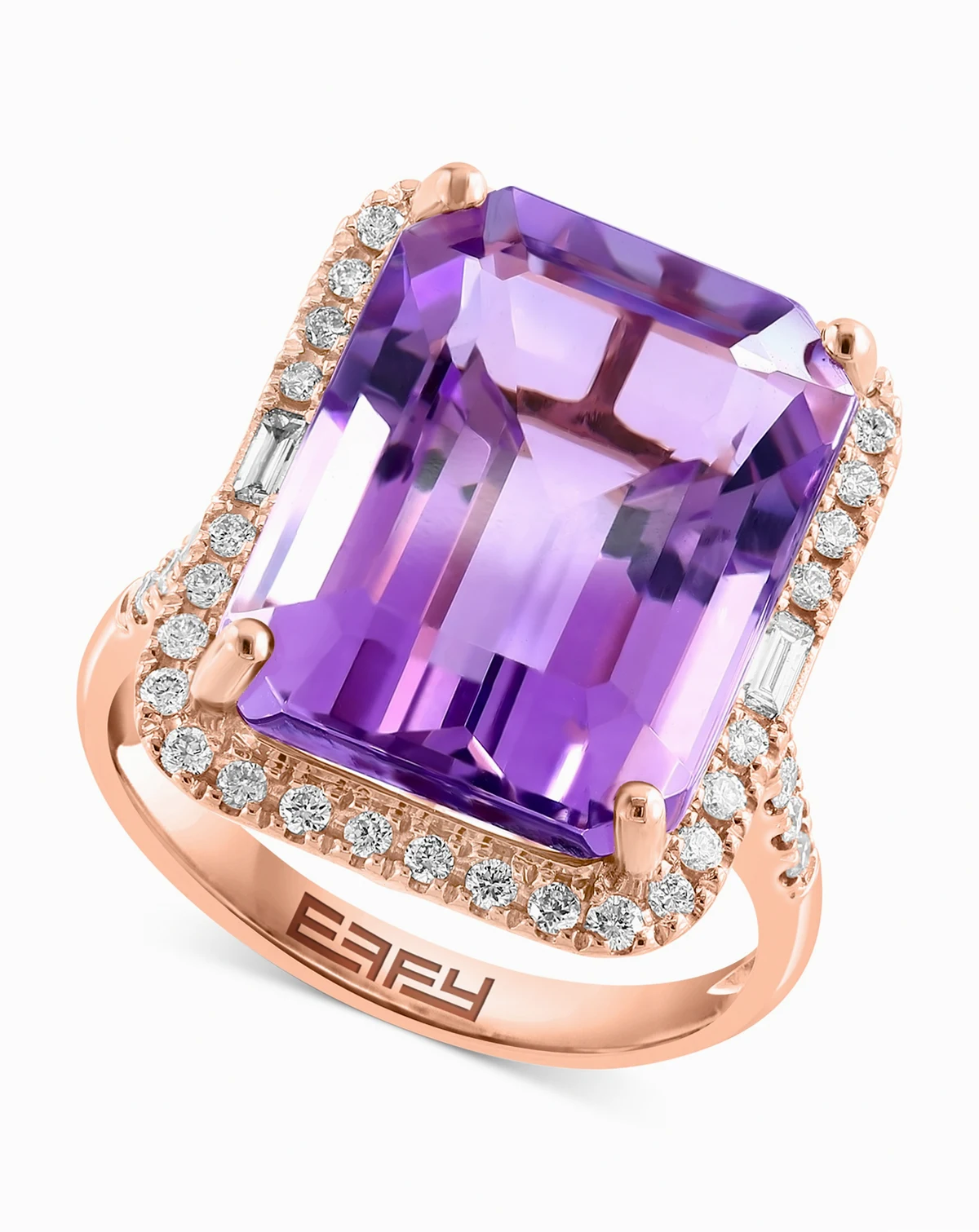EFFY® Amethyst (10-3/4 ct. t.w.) & Diamond (3/8  ct. t.w.) Halo Ring in 14k Gold (Also available in Citrine, Green Quartz & Black Onyx)