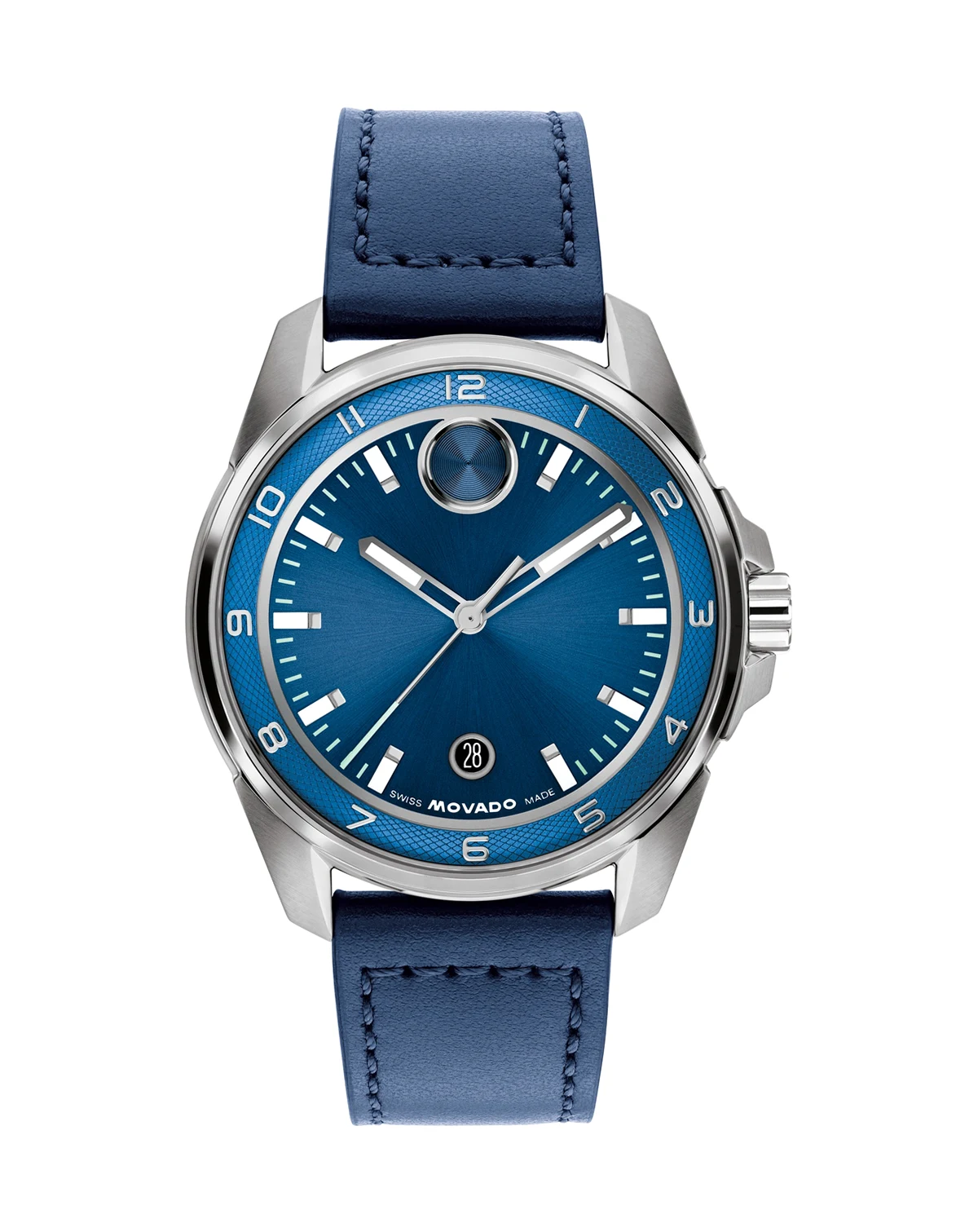 Men's Bold Verso S Swiss Quartz Navy Leather Watch, 42mm
