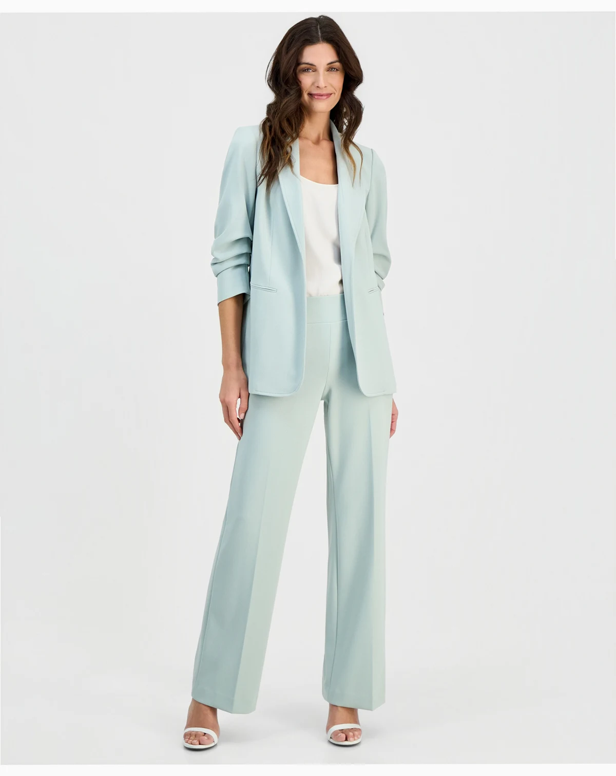Women's Scrunch-Sleeve Blazer & High-Rise Pull-On Pants