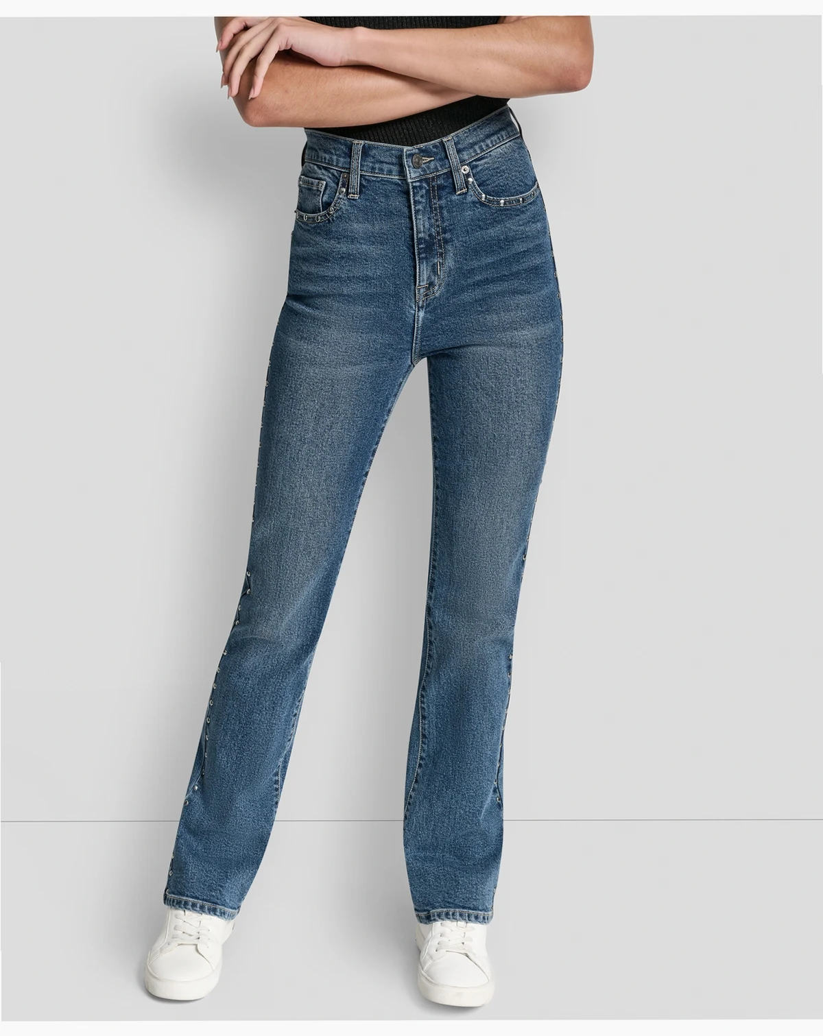 Women's Side Studded High-Rise Bootcut Jeans