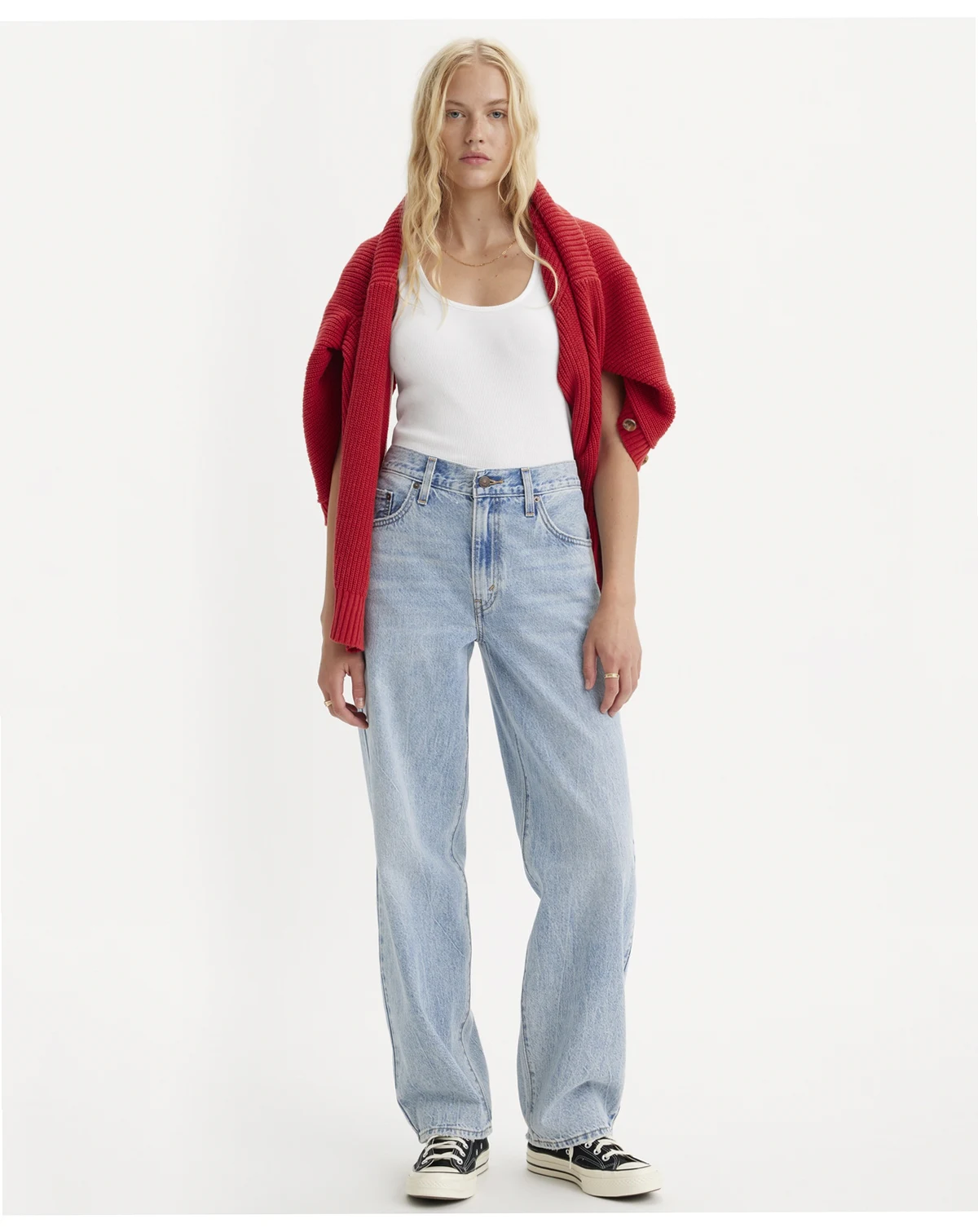 Premium Women's Mid-Rise Baggy Dad Jeans