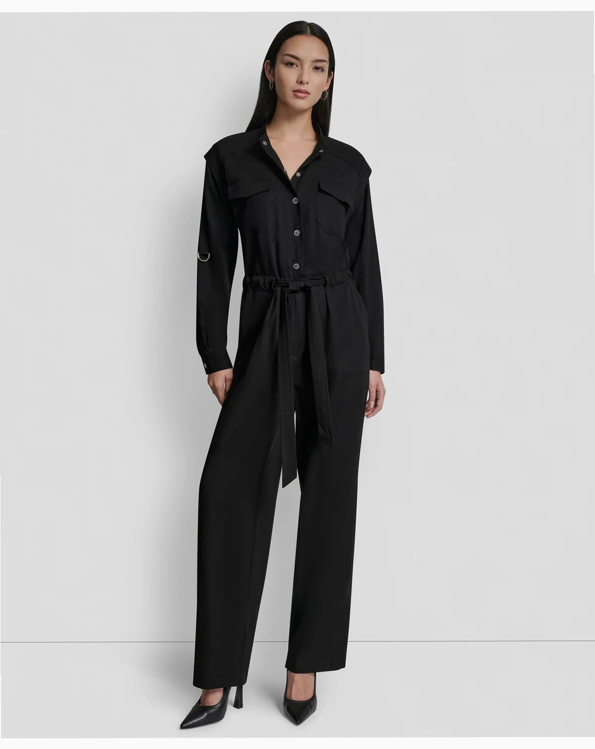 Women's Adjustable Waist Crewneck Jumpsuit