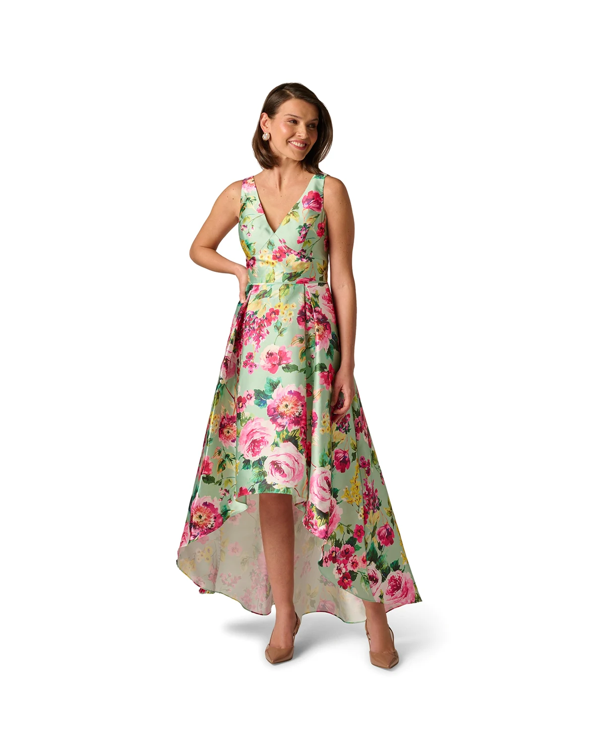 Petite Printed V-Neck High-Low Dress