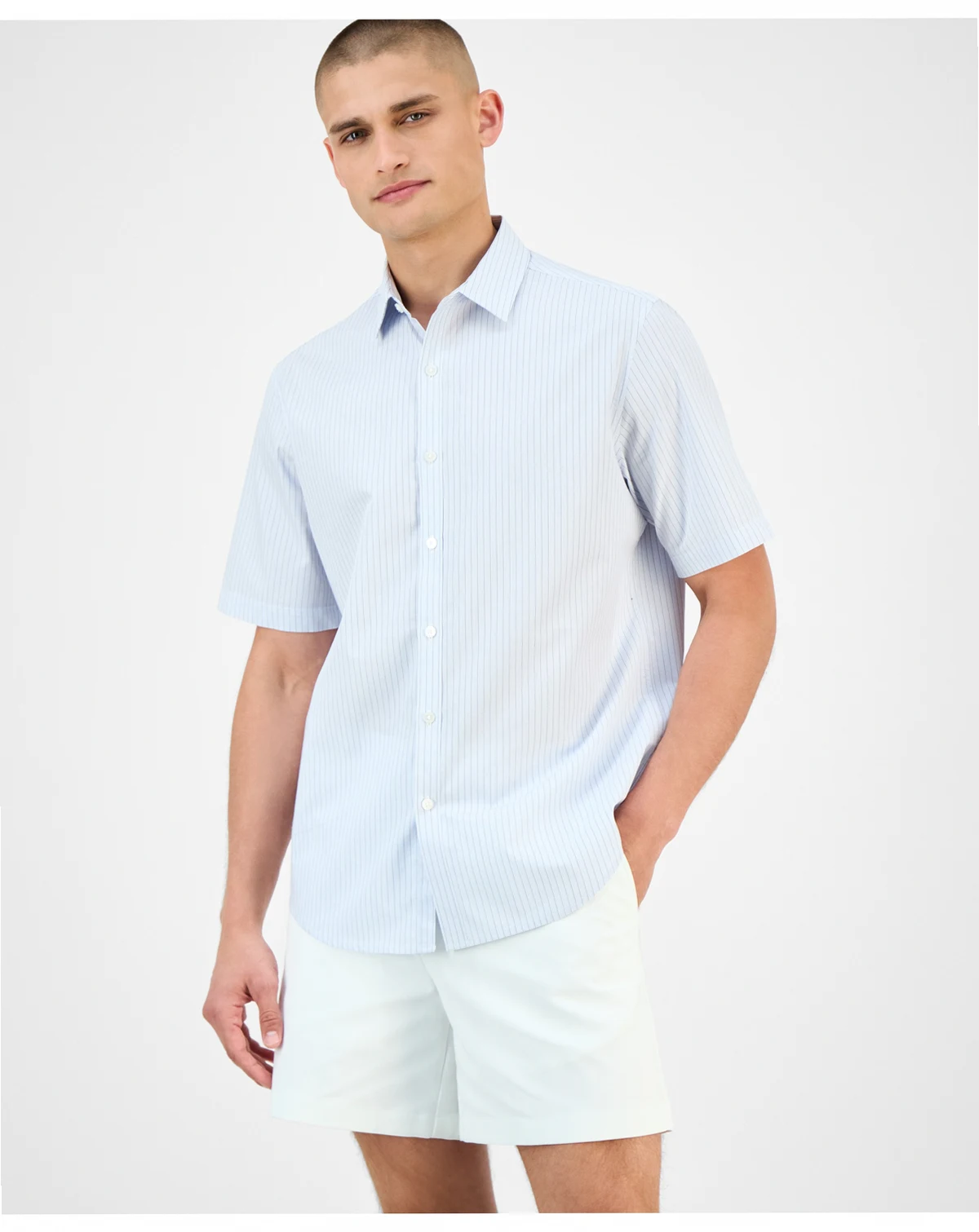 Men's Pacco Short Sleeve Striped Button-Front Shirt, Exclusively at Macy's