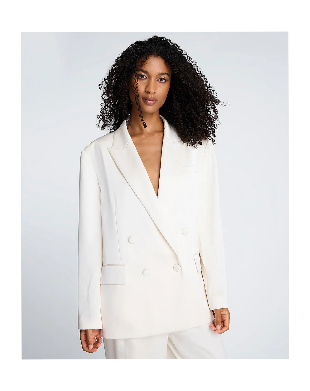 Women's Satin Double-Breasted Boyfriend Jacket