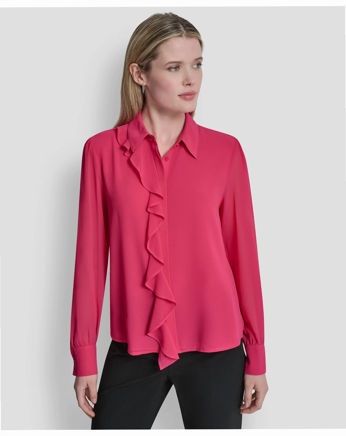 Women's Ruffled Long-Sleeve Shirt
