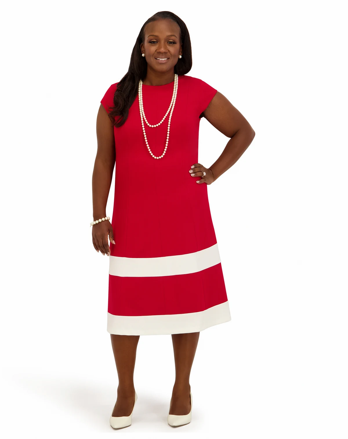 Women's Cap Sleeve Knee Length Fit & Flare Dress, Regular and Plus Size