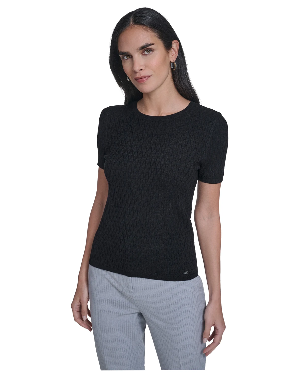 Women's Short-Sleeve Textured Sweater
