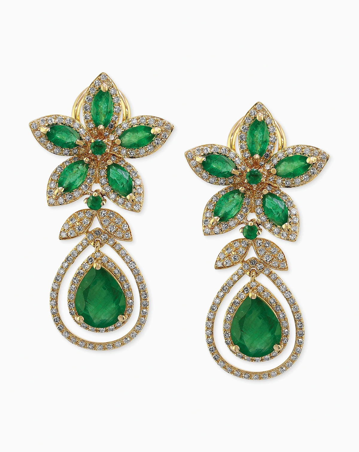 EFFY® Emerald (5-1/4 ct. t.w.) and Diamond (1-1/4 ct. t.w.) Teardrop Earrings in 14k Gold or 14k White Gold, Created for Macy's