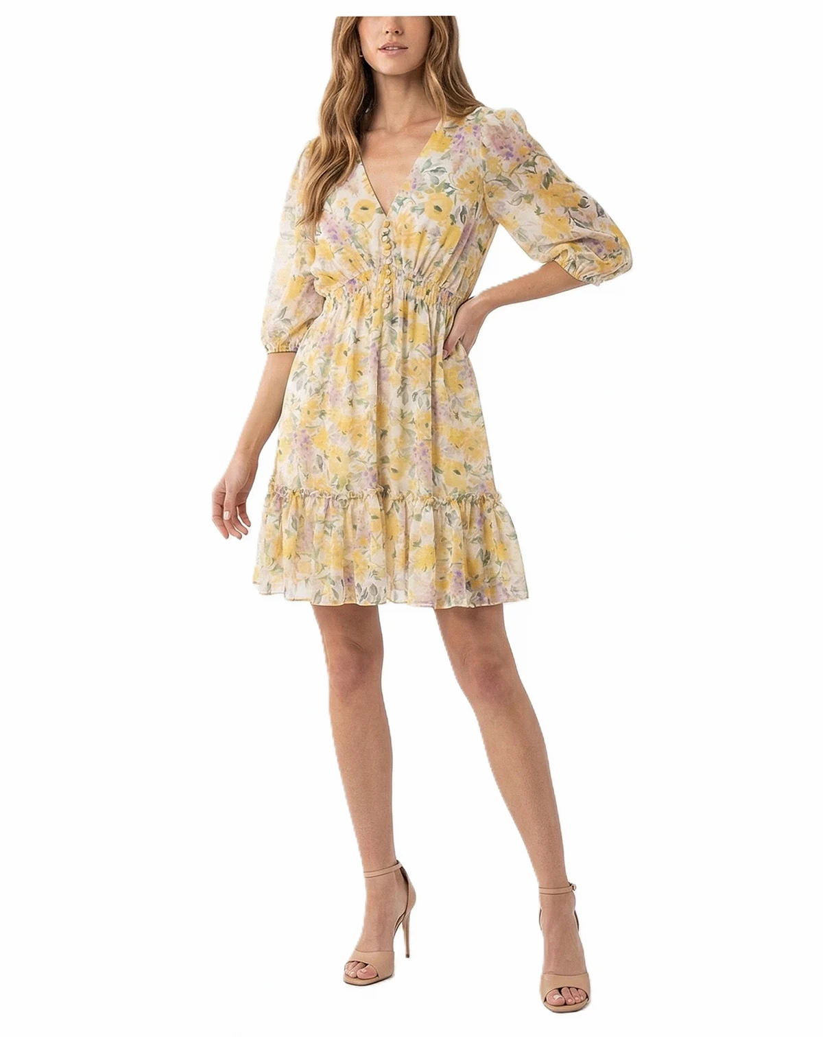 Women's Floral V-Neck A-Line Dress