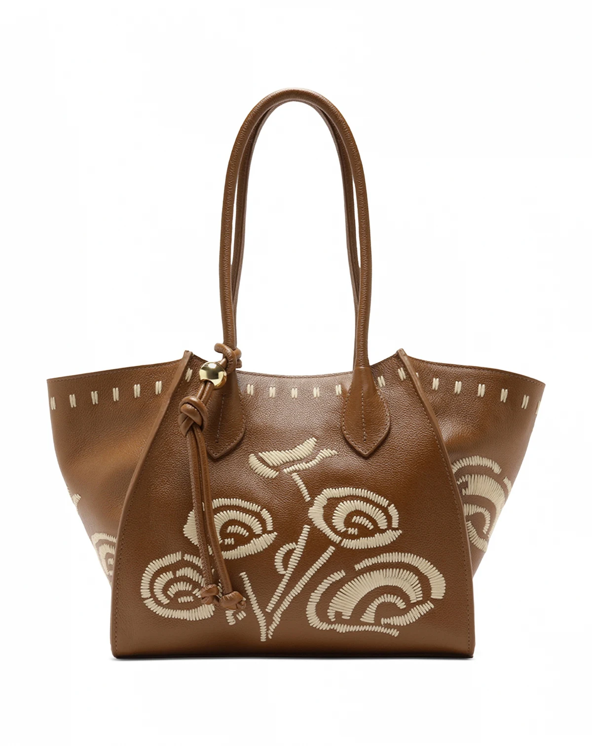 Alba Medium Leather Zipper Tote Bag