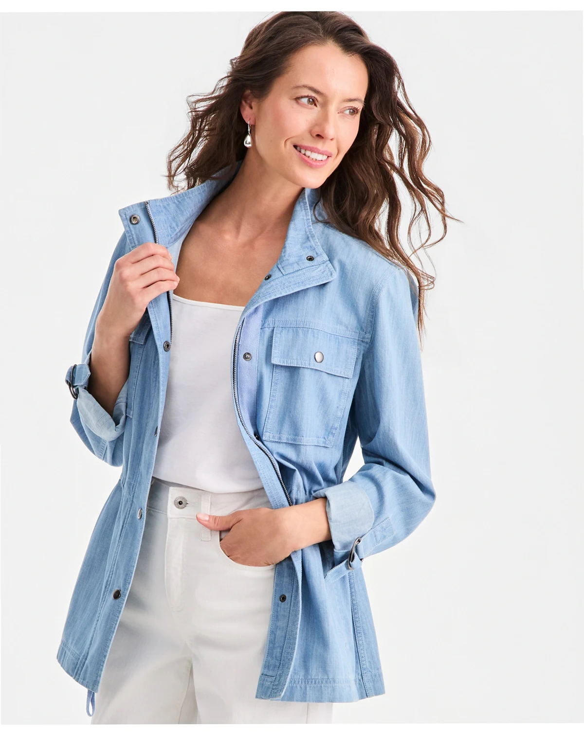 Women's Cotton Chambray Utility Jacket, Macy's Exclusive