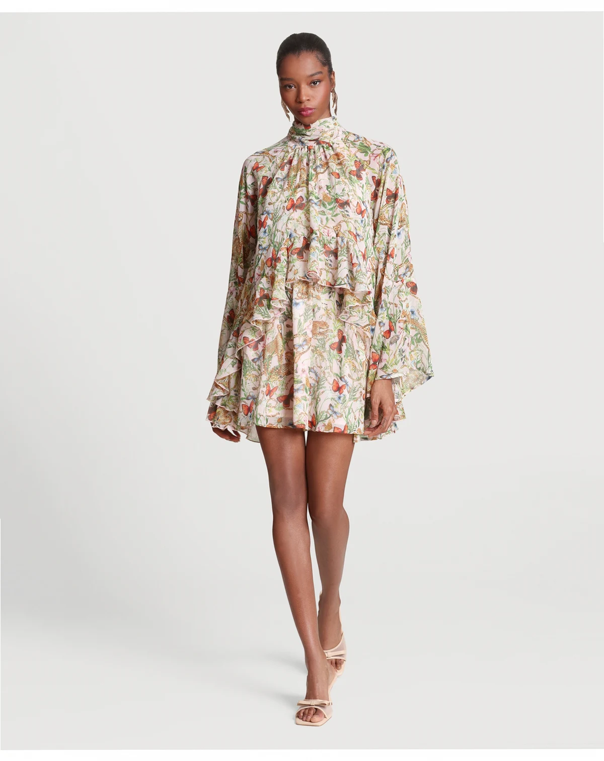Women’s High-Neck Ruffle Mini Dress