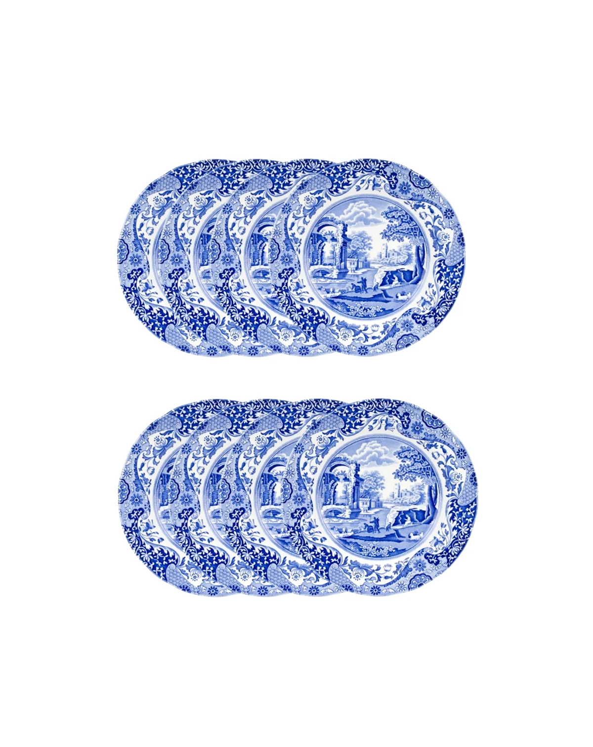 Blue Italian Dinner Plates, Set of 8