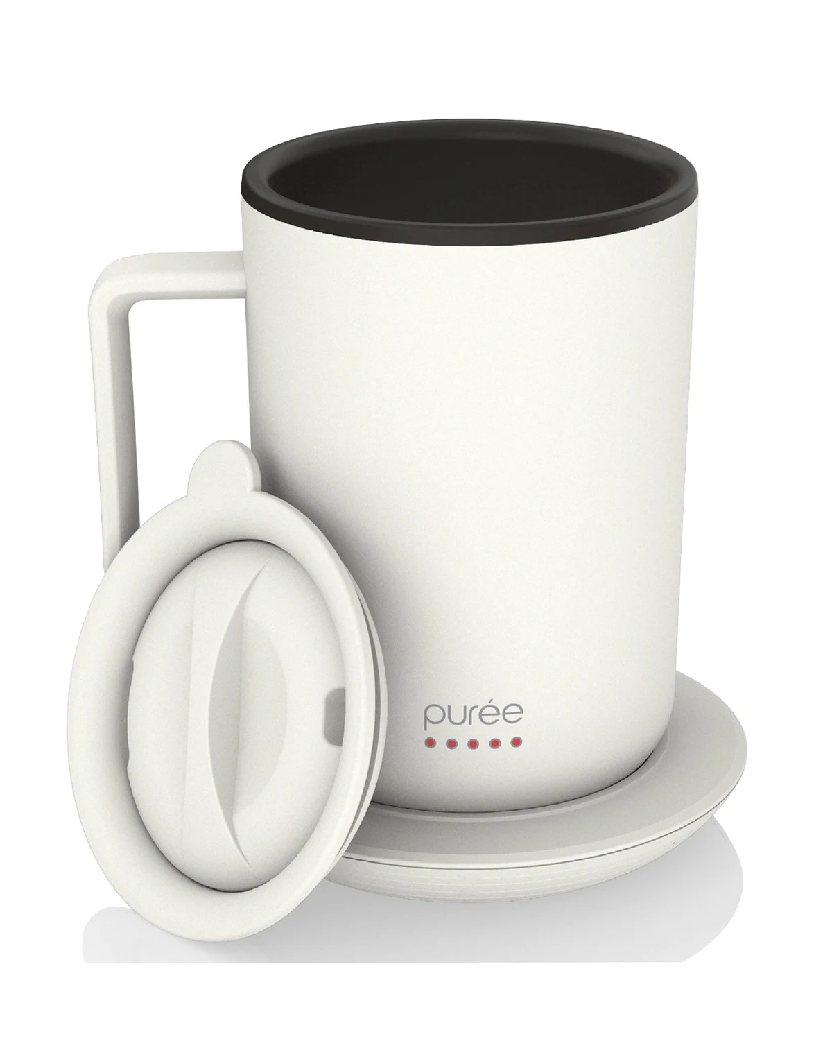 Puree Warming Coffee Mug, 12 oz. Stainless Steel Coffee Mug with Mug Warmer Coaster and Lid