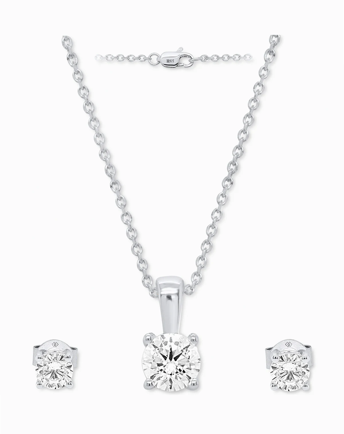 2-Pc. Set Lab Grown Diamond Pendant Necklace & Matching Stud Earrings (1 ct. t.w.) in Sterling Silver or 14k Gold-Plated Sterling Silver