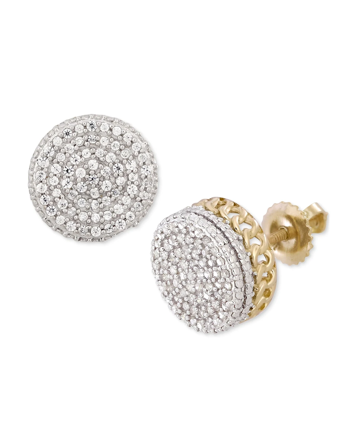Men's Diamond Circle Cluster Stud Earrings (1/4 ct. t.w.) in 10k Gold