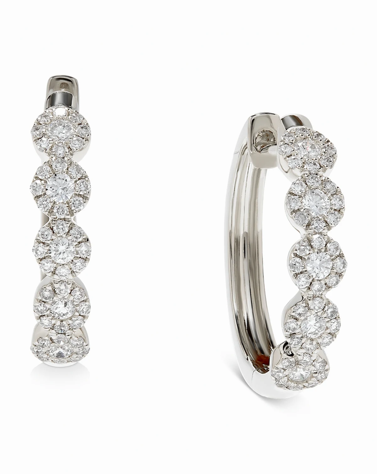 Diamond Halo Hoop Earrings (1/2 ct. t.w.) in 14k White or Yellow Gold