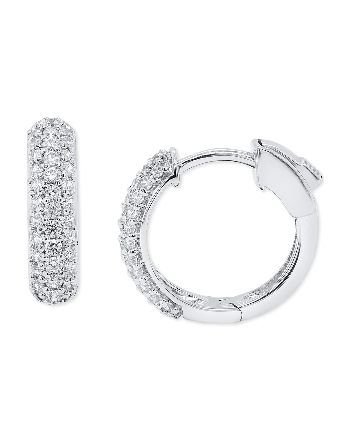 Lab Grown Diamond Pavé Small Huggie Hoop Earrings (1/2 ct. t.w.) in Sterling Silver or 14k Gold-Plated Sterling Silver