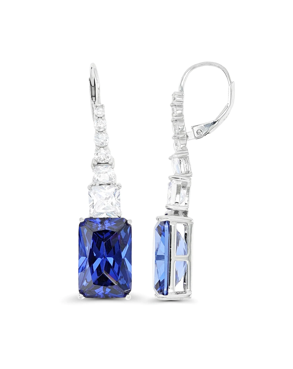 Dangling Earrings in Sterling Silver with Tanzanite Cubic Zirconia