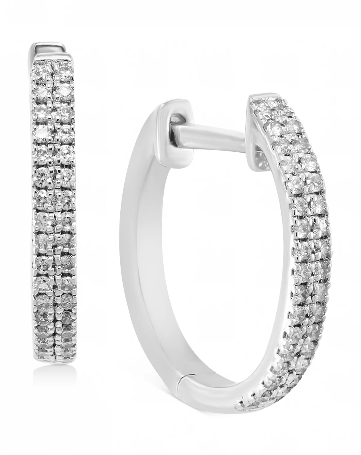 EFFY® Diamond Small Double Row Hoop Earrings (1/5 ct. t.w.) in Sterling Silver or 14k Gold-Plated Sterling Silver