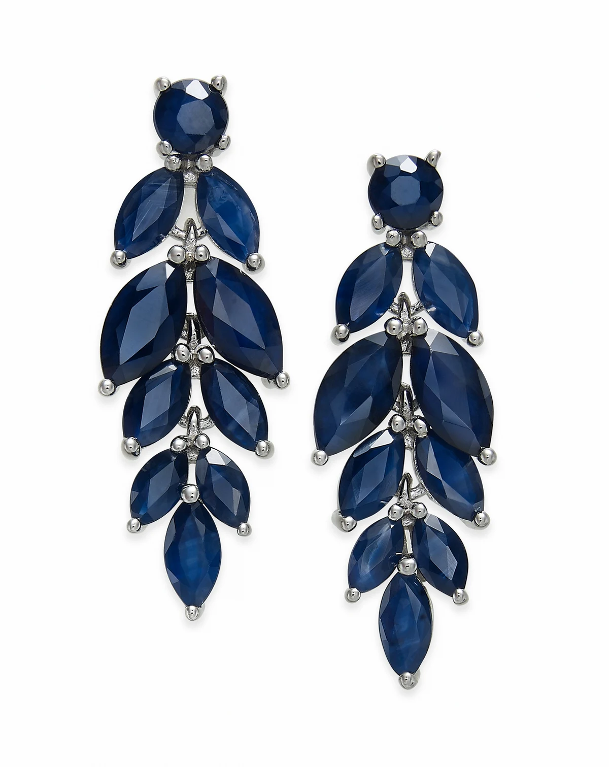 Blue Sapphire (6-1/2 ct. t.w.) & White Sapphire (1/2 ct. t.w.) Chandelier Earrings in Sterling Silver, Created for Macy's