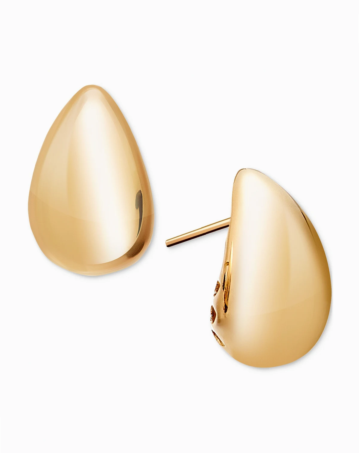 Polished Teardrop Dome Stud Earrings in 10k Gold, 5/8"
