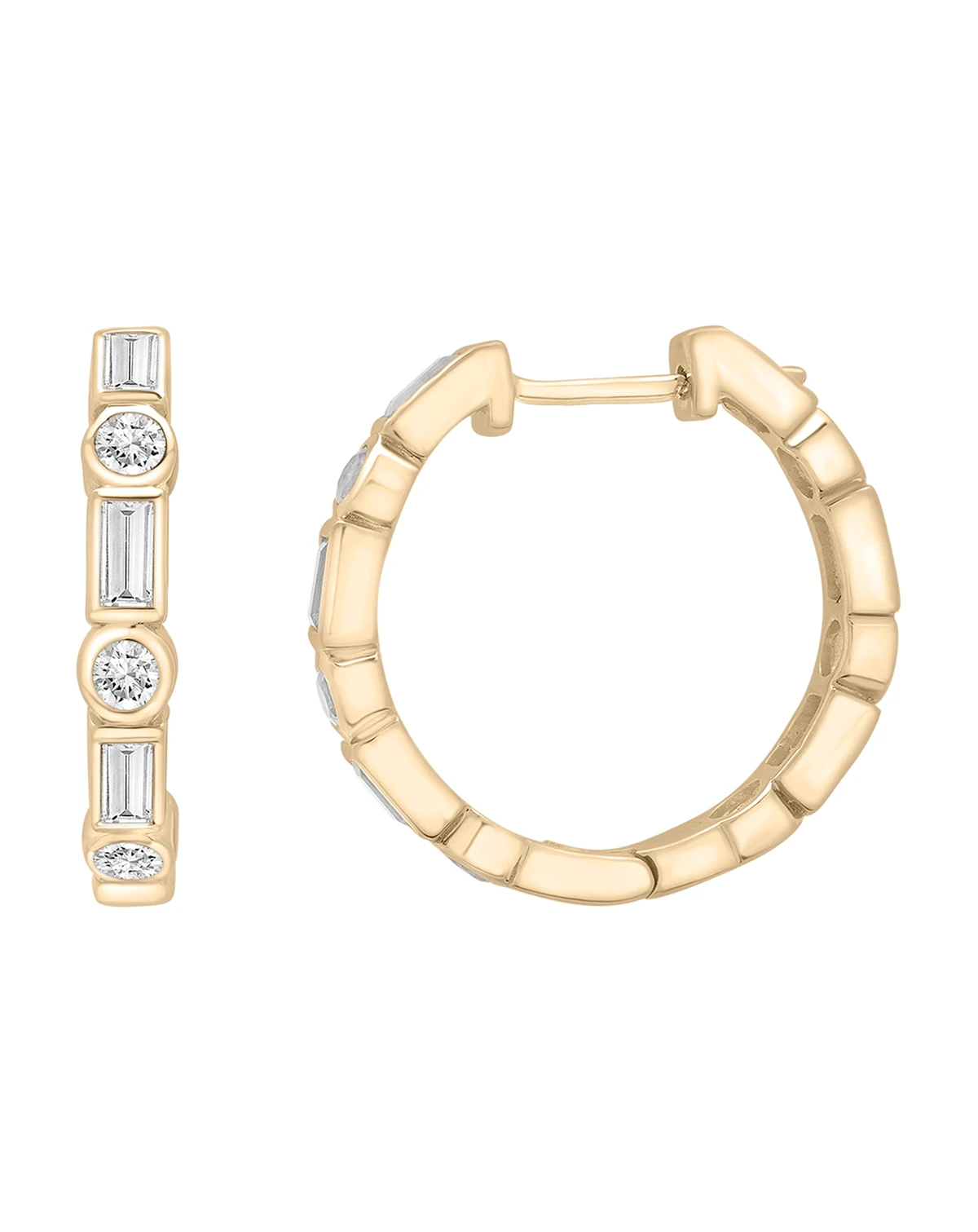 Lab Grown White Sapphire Small Hoop Earrings (5/8 ct. t.w.) in 14k Gold-Plated Sterling Silver, 0.62"