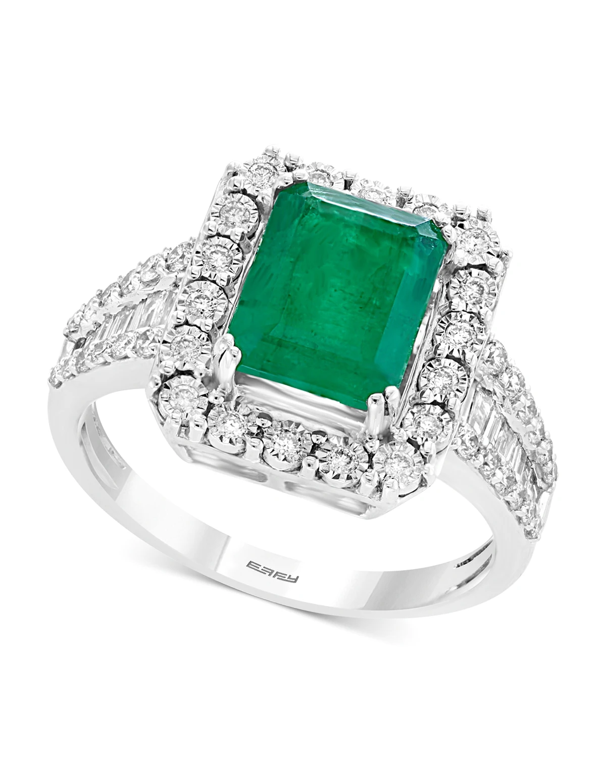 EFFY® Emerald (2-1/6 ct. t.w.) & Diamond (1/2 ct. t.w.) Ring in 14k White Gold & 14k Yellow Gold