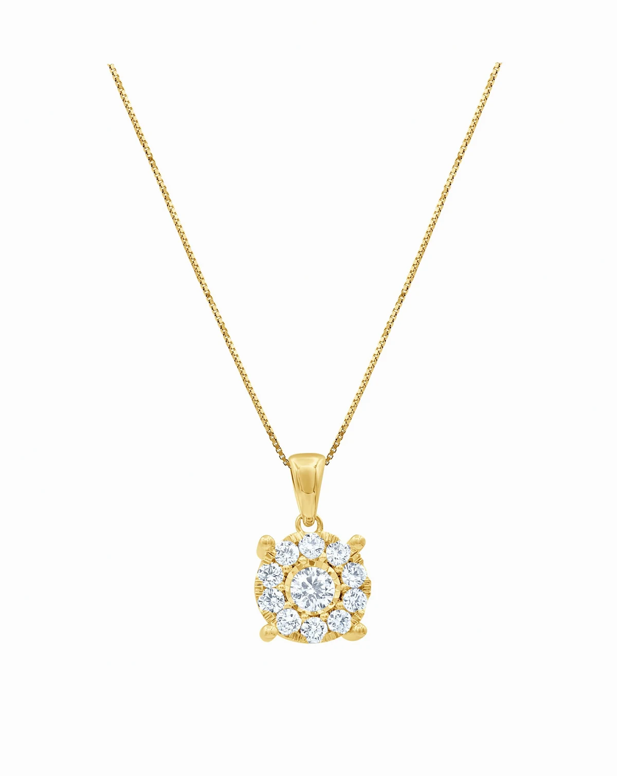 Diamond Halo 18" Pendant Necklace (3/4 ct. t.w.) in 14k Yellow, White or Rose Gold