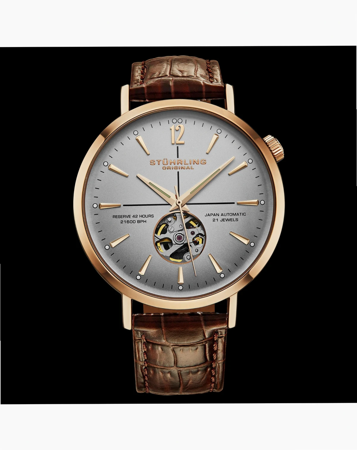 Mens 1021 Quasar Skeleton Automatic 42mm Watch
