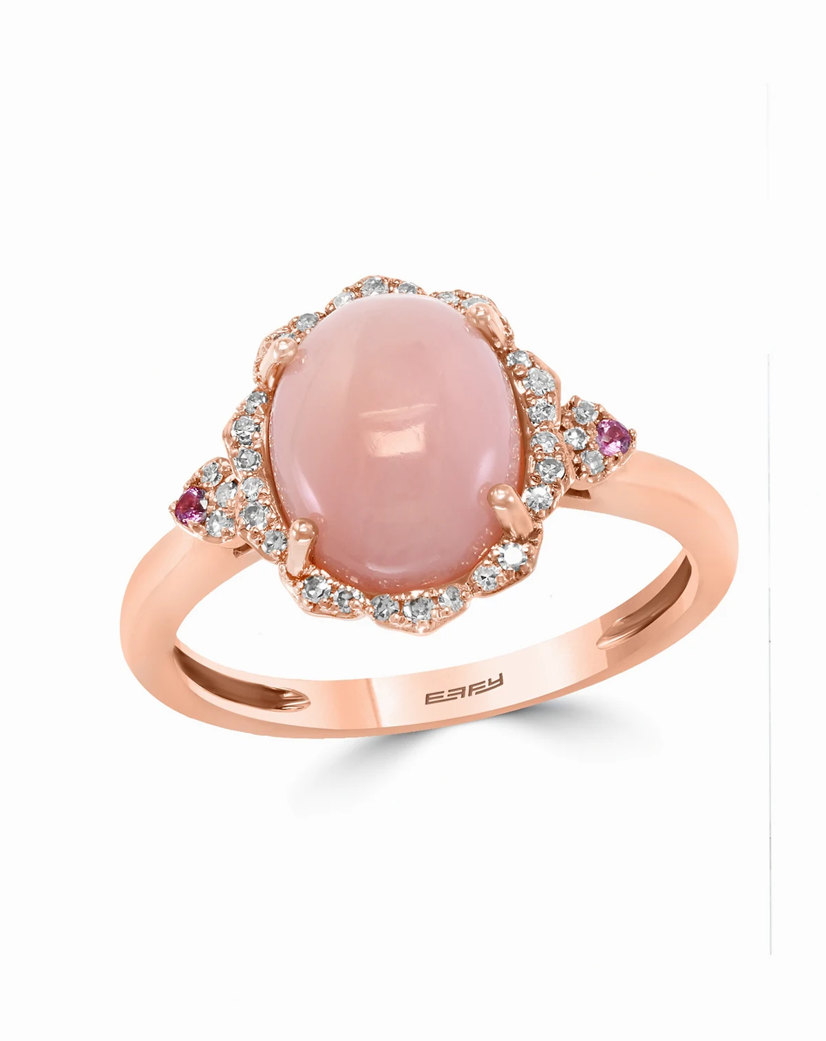 EFFY® Pink Opal (2 5/8 ct.t.w.) and Diamond (1/10 ct.t.w.) Ring in 14K Rose Gold