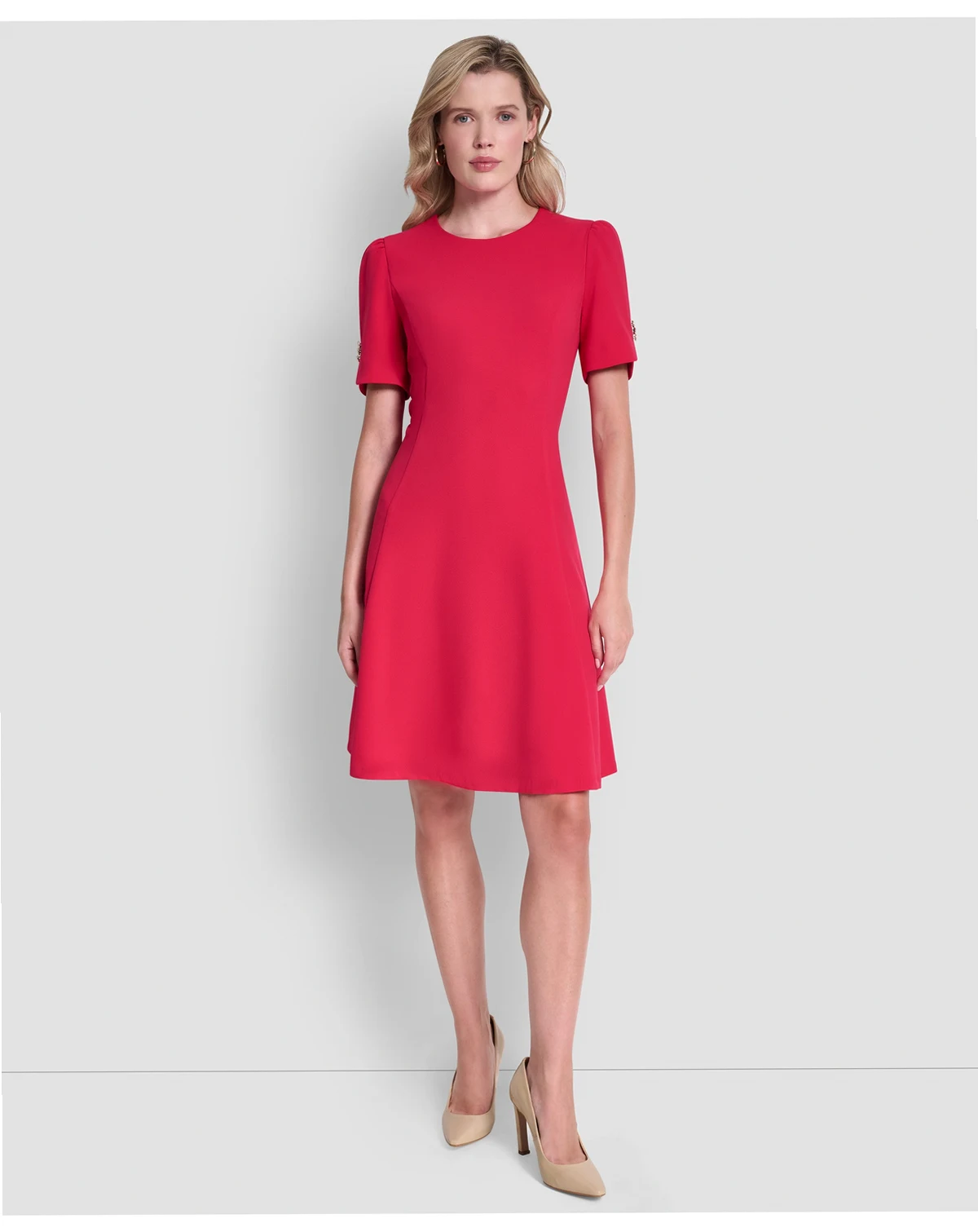 Women's Short-Sleeve Jewel Neck Dress