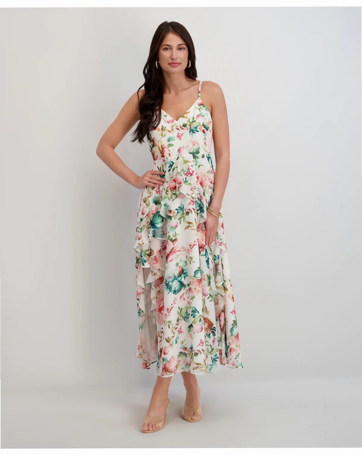 Women's Printed Chiffon V-Neck Dress