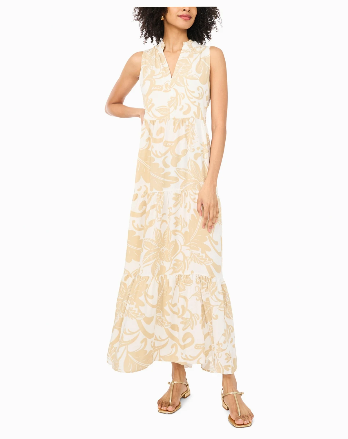 Women's V-Neck Tiered Maxi Dress