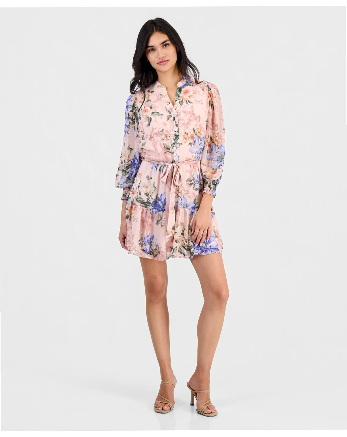 Women's Belted Tiered Dress