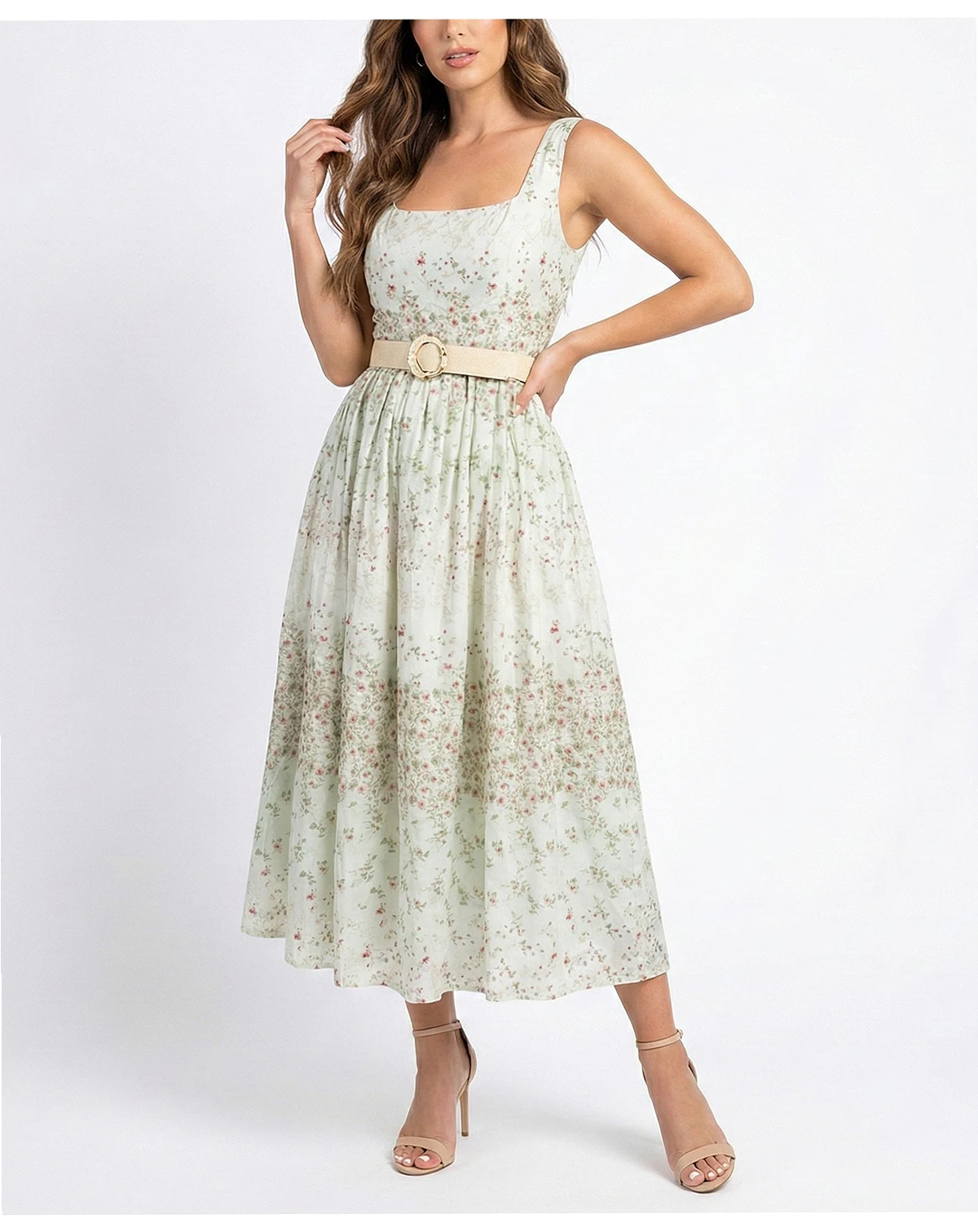 Petite Scoop Neck Belted Dress
